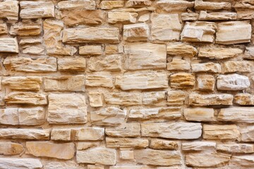 A textured wall of pale, rectangular stones