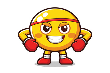 Confident cartoon boxer emoji ready to fight with boxing gloves and headband