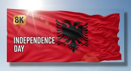Celebrate albania independence day with waving flag in k resolution stock video