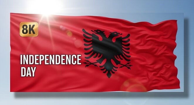 Celebrate albania independence day with waving flag in k resolution stock video