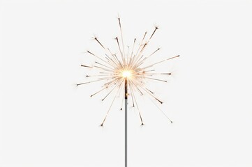 Obraz premium Sparkling firework, burning bright, white background, celebration, design element