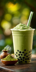 Matcha latte bubble tea