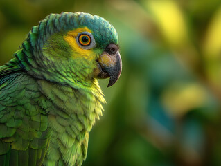 Obraz premium Amazon Parrot Profile: A Vivid Portrait of Tropical Beauty in Nature