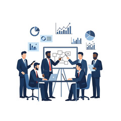 Business Team Collaboration and Strategic Planning for Success with Charts and Diagrams