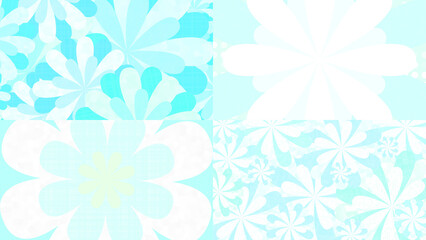 爽やかな水色の花が広がる可愛らしい壁紙イラスト