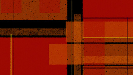 秋色を感じる赤系チェック柄の壁紙イラスト