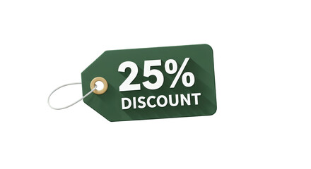 25 Discount Tag on White Background.
