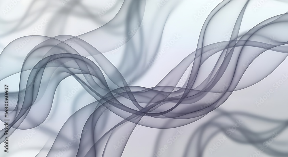 Poster Abstract flowing gray lines on a light background pattern art