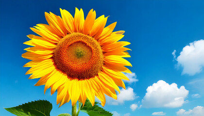 左側にヒマワリのある夏の風景