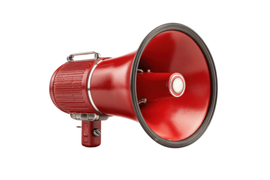 Red Megaphone Loudspeaker on Transparent Background
