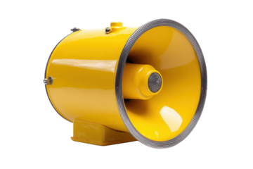 Yellow Horn Loudspeaker Megaphone on Transparent Background