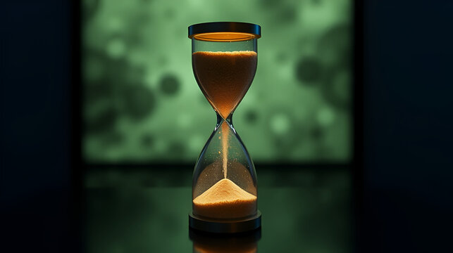 Psychokinetic hourglass where sand responds to viewers' imagined touch through neural detection and projected contact visualizations.