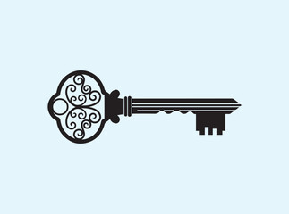 Obraz premium Minimalist Real Estate Icon House Key Silhouette in Black Vector Art 