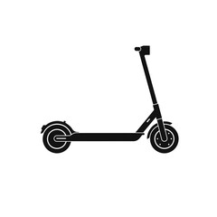 Black Electric Scooter Silhouette on White Background