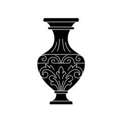 Black Ornate Vase Silhouette Illustration