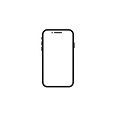 Black Outline Smartphone Icon on White Background