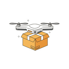 Drone Delivering Package: Isometric Illustration