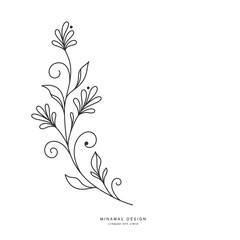Elegant Black And White Line Art Floral Design Illustration