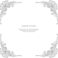 Elegant Grey Floral Frame on White Background