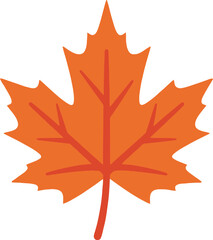 Vibrant Orange Maple Leaf Illustration with Distinct Veins and Lobes