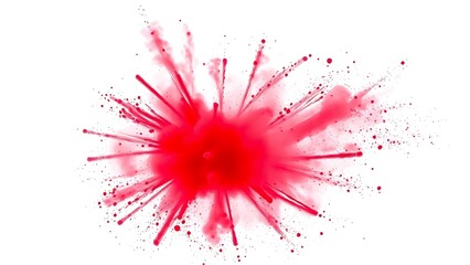 Vibrant red powder explosion in dynamic motion against white background with dramatic lighting.