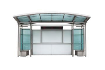 Modern Glass Bus Shelter on Transparent Background