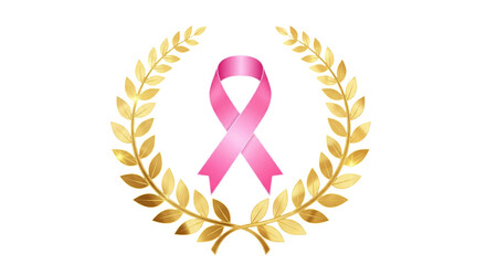 Pink ribbon with golden wreath