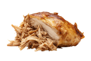 Pulled Roasted Chicken Breast on Transparent Background
