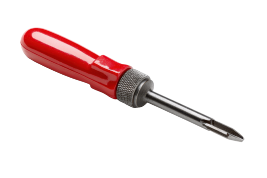 Red Handled Screwdriver on Transparent Background