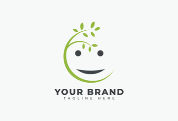 Abstract Children and Leaf Logo Design Element