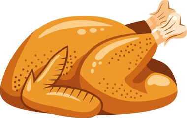 Roasted Chicken Illustration with Golden Brown Skin