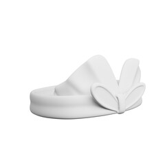 3D model of Balinese udeng headpiece, white cultural headdress accessory, traditional heritage clothing, suitable for rendering, design, animation, decoration, costume.
