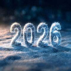 푸른빛으로 얼어붙은 2026 텍스트 아트