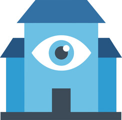 Security Building with Vigilant Eye Icon