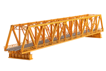 Orange Queen Post Truss Single-Span Bridge Model