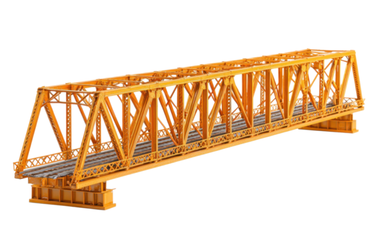 Orange Queen Post Truss Single-Span Bridge Model