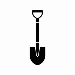 Shovel Silhouette Icon – Garden Spade Tool Vector Illustration