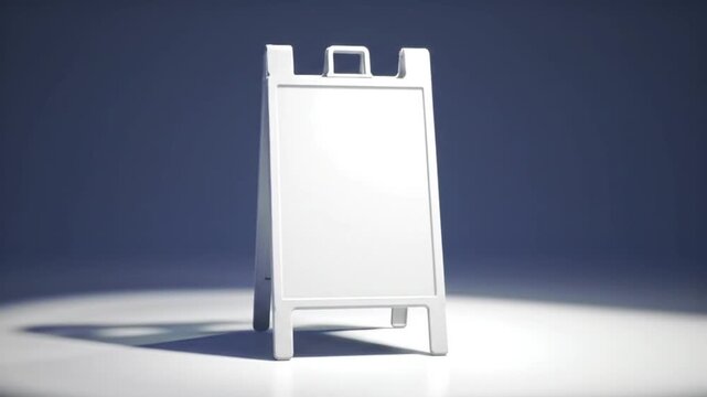 A clean, blank, white sandwich board sign, ready for advertising and marketing.
