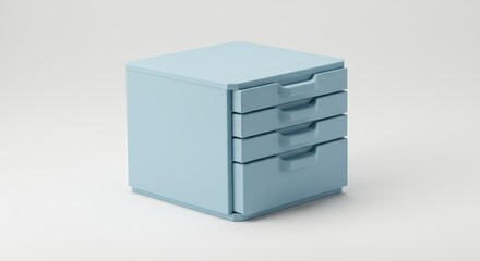Minimalist Light Blue Four-Drawer Storage Unit