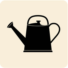 Watering Can Silhouette Icon – Garden Tool Vector Illustration