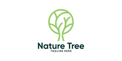 logo design circle and tree,oak tree,nature,organic,design modern creative.