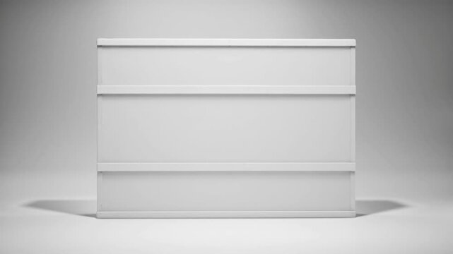 A minimalist white box design with clean lines and a smooth surface, isolated on a white background.