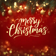 빨간 배경 위 메리 크리스마스 글자 디자인