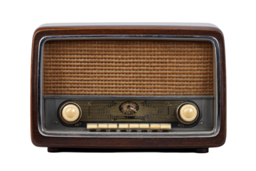 Vintage Wooden Radio on Transparent Background