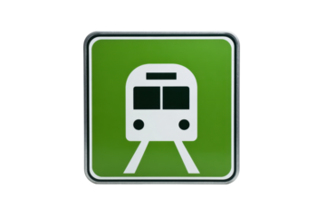 Green Train Icon Sign on Transparent Background