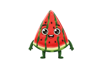 Cute Watermelon Character: Fun Summer Fruit Illustration on white background
