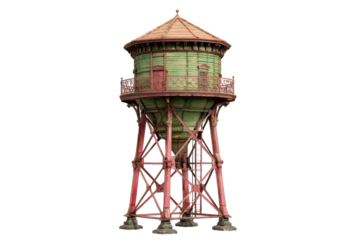 Vintage Railway Water Tower on Transparent Background