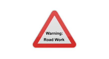Road Work Ahead Warning Sign.