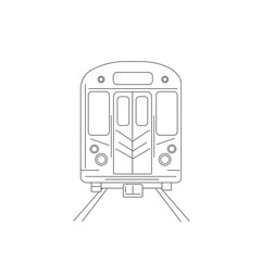 Line Art Illustration of Subway Train Front View