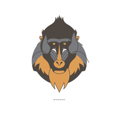Mandrill Portrait Illustration Pixel Art